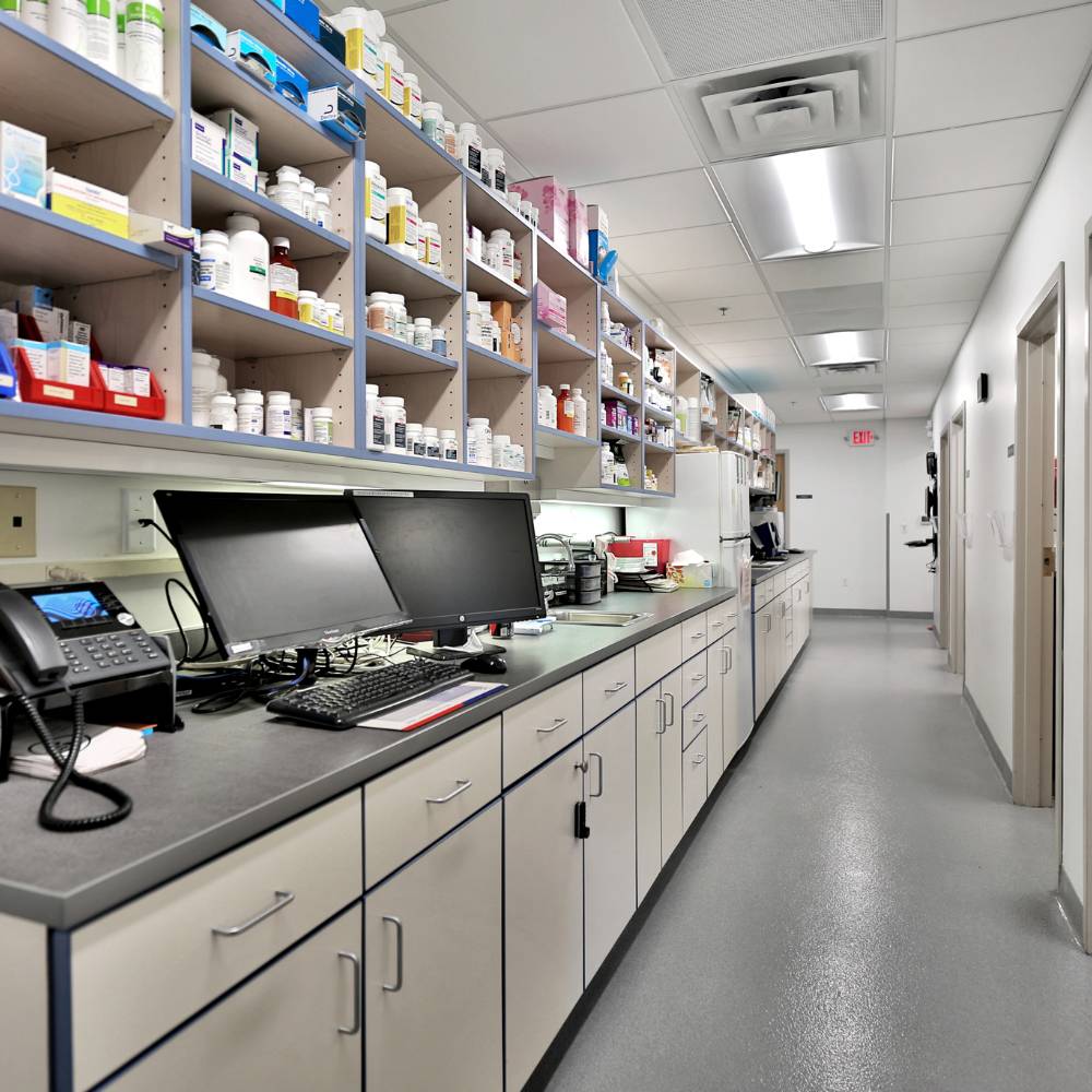 Pharmacy Pharmacy area at South Shore Veterinary Hospital